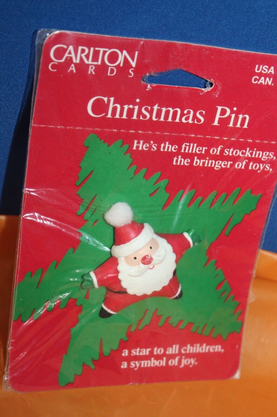 Carlton Cards Amer Greetings Christmas Pin Santa Star Vintage Holiday Accessory